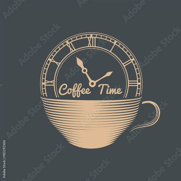 Fototapeta Coffee time concept design template. Vector illustration
