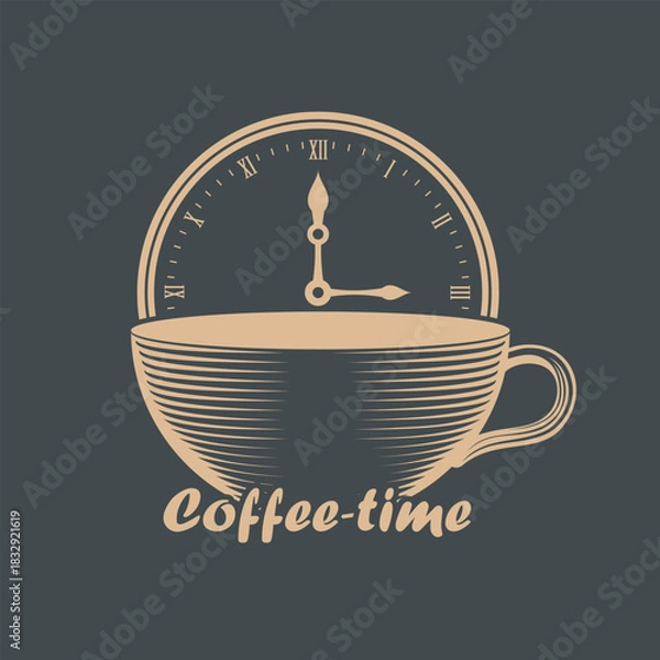 Fototapeta Coffee time concept design template. Vector illustration