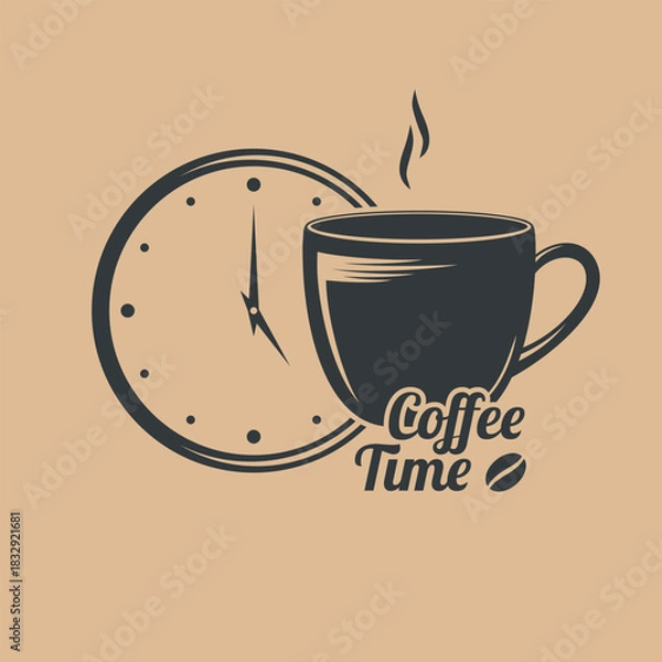 Fototapeta Coffee time concept design template. Vector illustration
