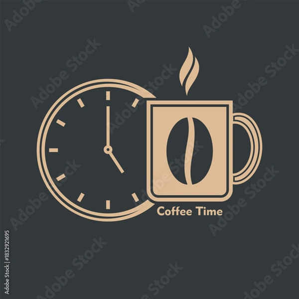 Fototapeta Coffee time concept design template. Vector illustration