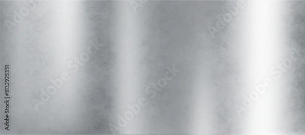Fototapeta 3D silver gradient background with metallic chrome foil and glossy stainless steel texture. Shiny mirror reflection surface with smooth sheen. Realistic Y2K style vector backdrop for luxury design
