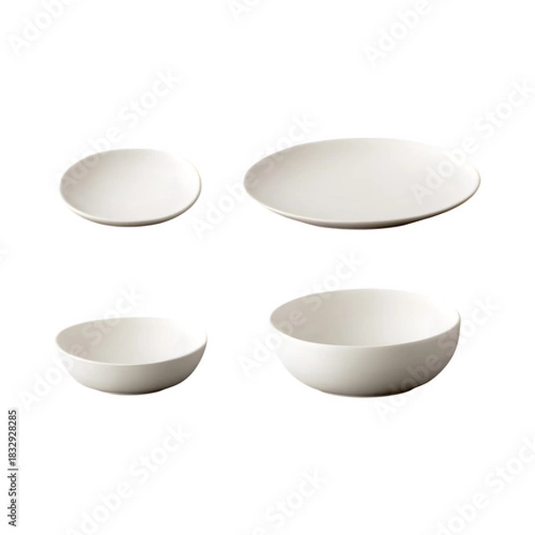 Obraz Minimalist ceramic dishware set isolated on transparent background