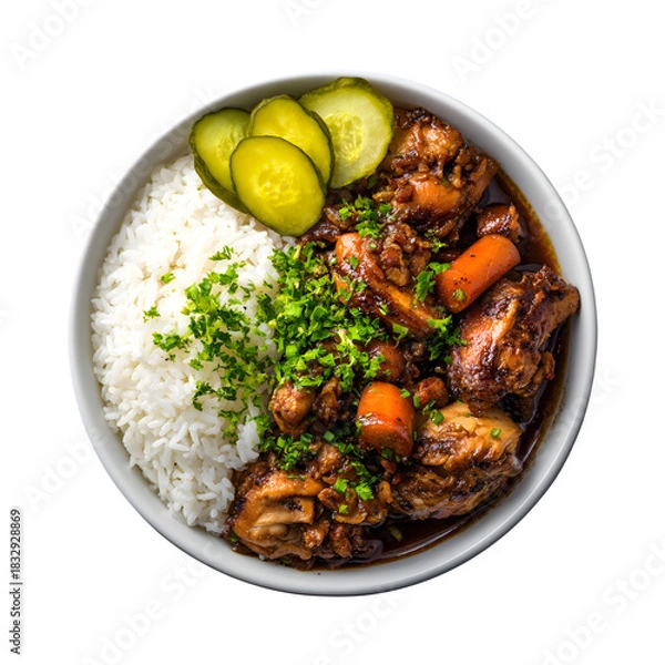 Obraz Chicken and rice with pickles isolated on transparent background