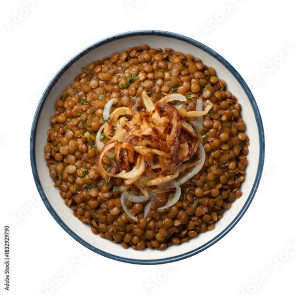 Obraz Lentils with caramelized onions isolated on transparent background