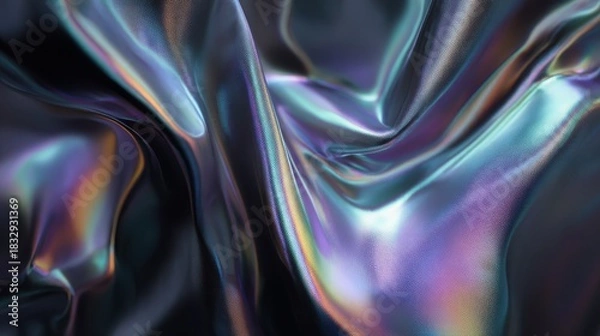 Obraz Flowing Iridescent Silk with Luminous Holographic Reflections.