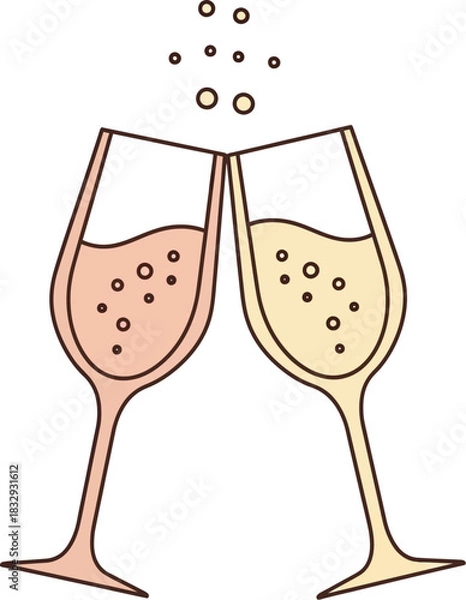 Fototapeta two glasses of champagne vector