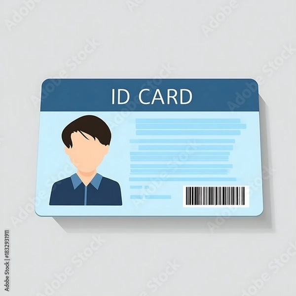 Fototapeta Professional ID Card Template with Avatar Barcode and Blue Header for Corporate Employee Identification and Access Control Design