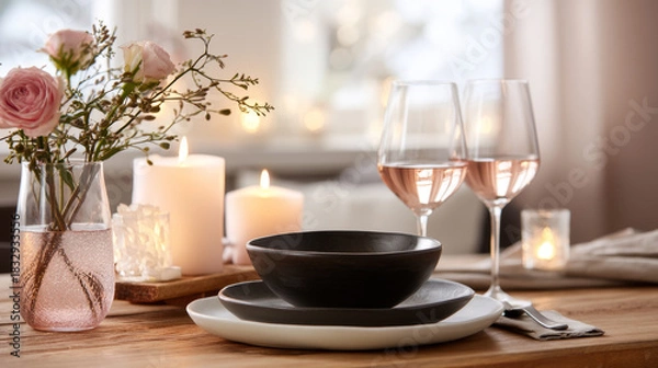 Fototapeta An abstract, romantic Valentine's Day theme with soft colors, delicate hearts, and smooth textures. A minimalist concept of love and care on this special day. Perfect for weddings and birthdays.