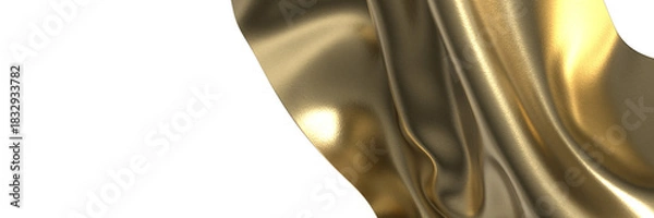 Obraz Flying gold cloth isolated on white background 3D render