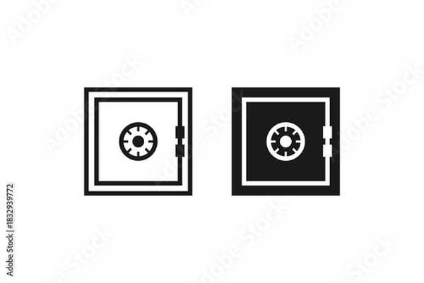 Obraz safe deposit box icon line dan flat design