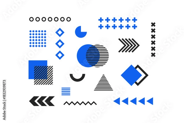 Obraz abstract memphis geometric design element set