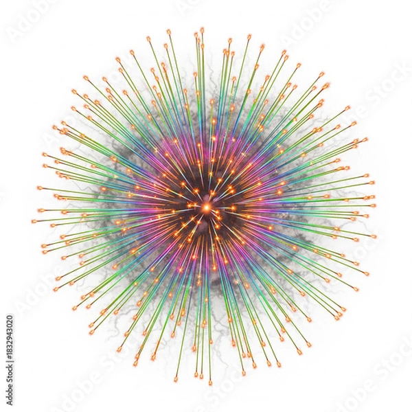 Obraz Abstract Glowing Orb with Radiant Streaks and Colorful Particles