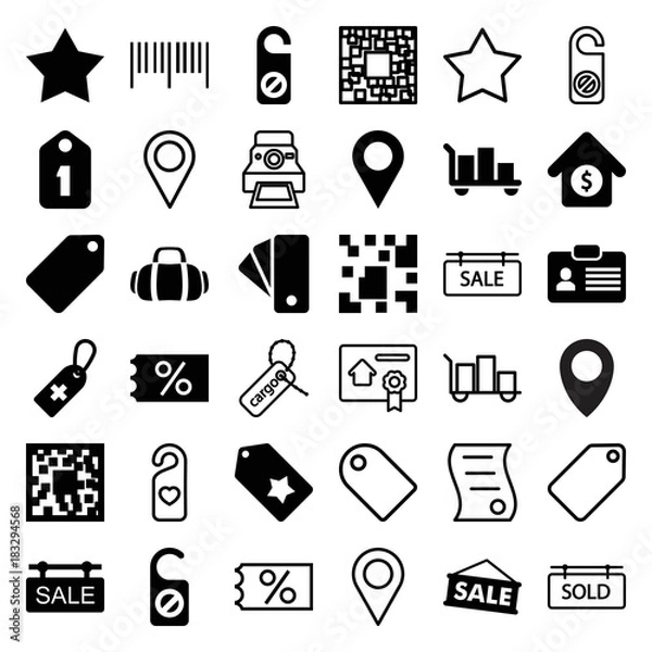 Fototapeta Set of 36 tag filled and outline icons