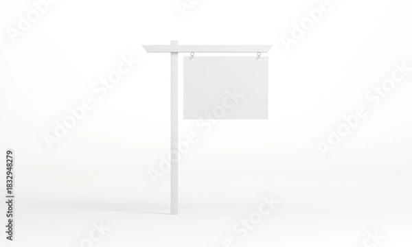 Obraz White blank hanging sign post isolated mockup 3D rendering