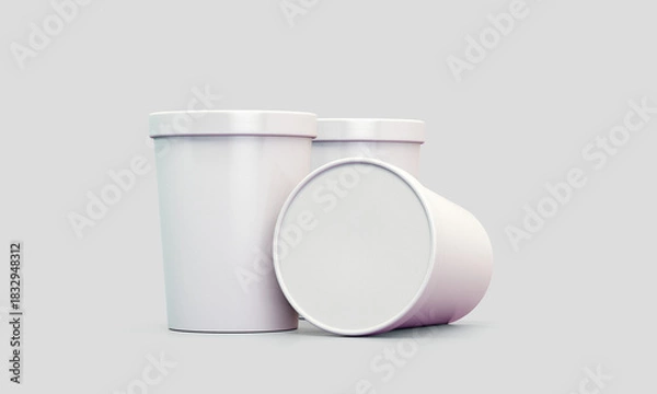 Fototapeta Isolated mockup 3D rendering white containers