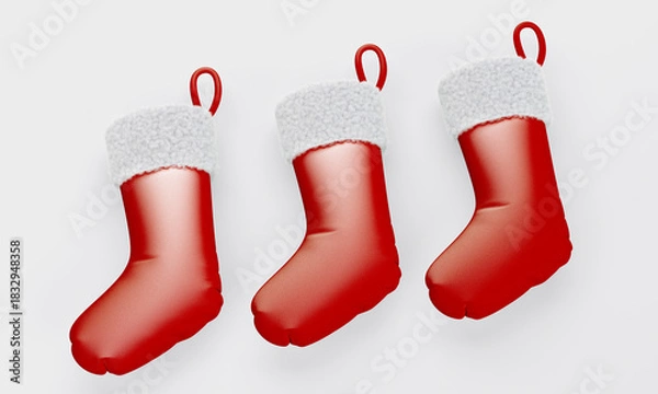 Obraz Christmas stockings isolated mockup 3D rendering