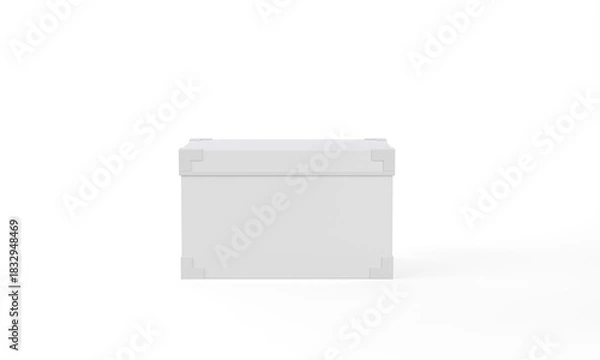 Fototapeta White box front view isolated mockup 3D rendering