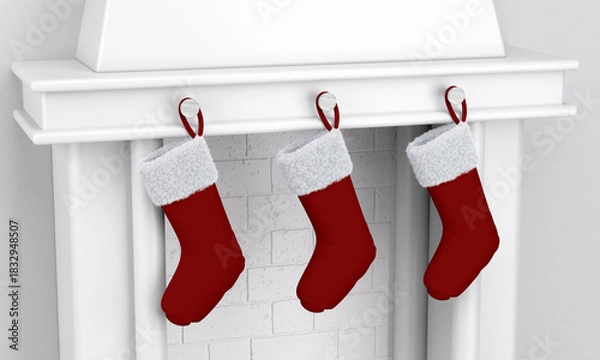 Obraz Christmas stockings isolated mockup 3D rendering