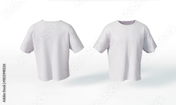 Obraz White T-shirts isolated mockup 3D rendering