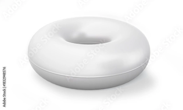 Obraz White donut cushion pillow isolated mockup 3D rendering
