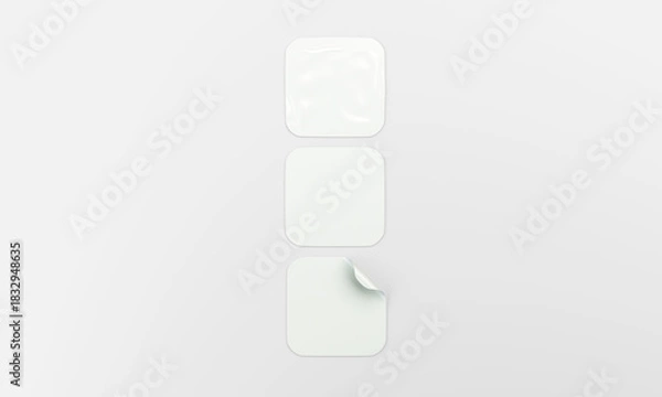Fototapeta Square stickers isolated mockup 3D rendering