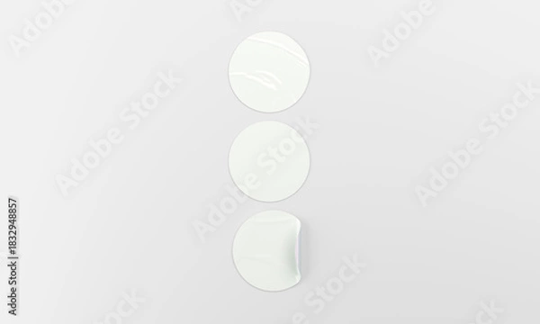 Obraz Round stickers isolated mockup 3D rendering