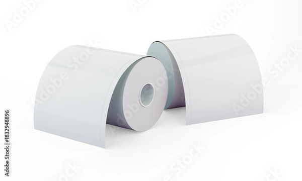 Fototapeta Blank label rolls isolated mockup 3D rendering