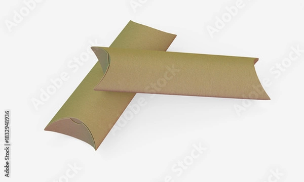 Obraz Kraft pillow boxes isolated mockup 3D rendering