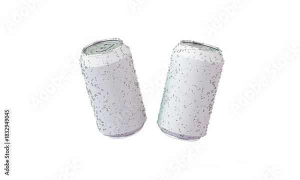 Fototapeta Cold drink cans isolated mockup 3D rendering