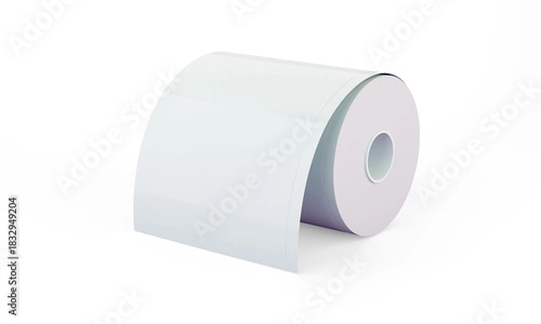 Obraz Blank label roll isolated mockup 3D rendering