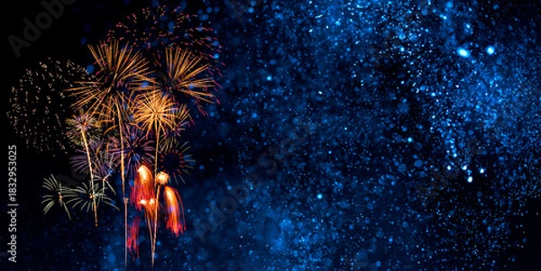 Obraz Fireworks with Abstract bokeh background