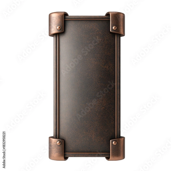 Obraz Antique leather and copper rectangle sign with rivets