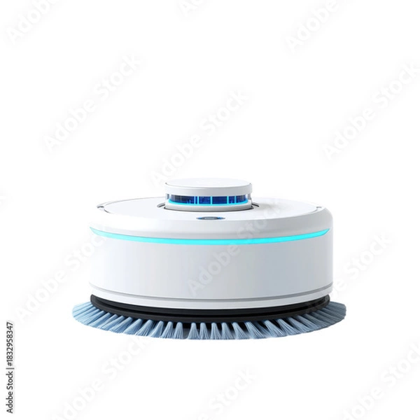 Obraz Autonomous floor cleaning robot with rotating brush and led indicator