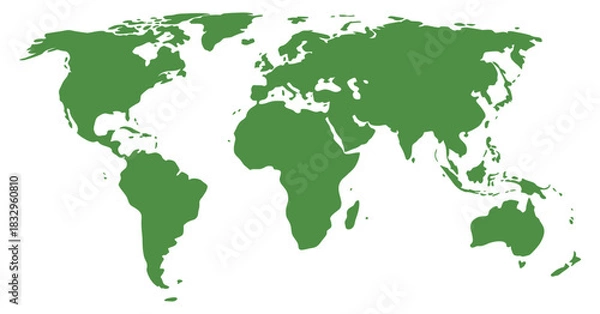 Obraz Simplified world map showing Europe and African continent, vector illustration for geography