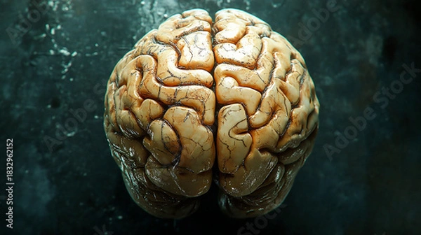 Obraz Human or virtual brain model in cyberspace, futuristic sci-fi concept, digital neural network, tech wallpaper illustration, advanced artificial intelligence theme, modern cyber aesthetic artwork