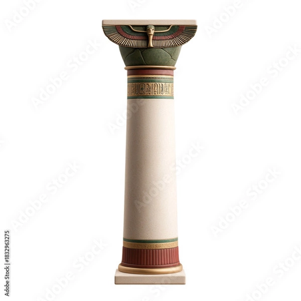 Obraz Ancient egyptian column with hieroglyphs and winged sun disk