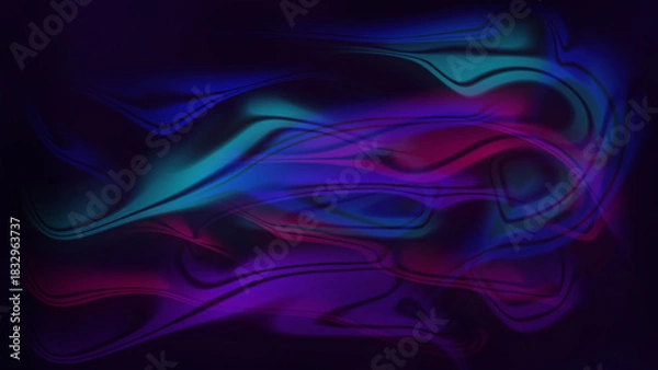 Obraz Abstract swirling fluid art with vibrant neon blue and magenta colors against a dark background creating a cosmic nebula effect