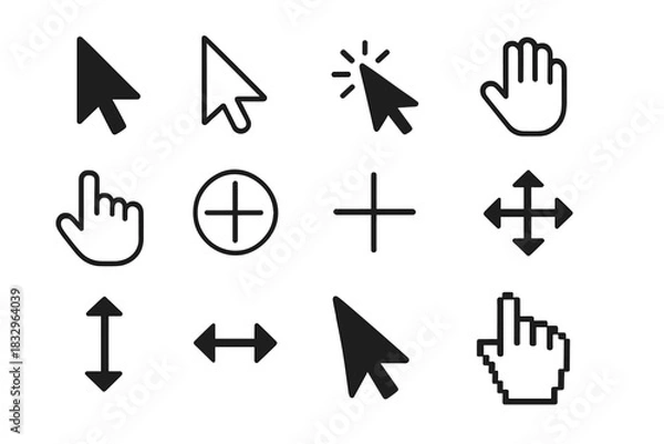 Obraz Various cursor icons displayed on a digital background for computer user interface designs