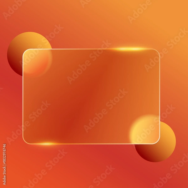 Fototapeta Vector text frame with glass effect on orange background