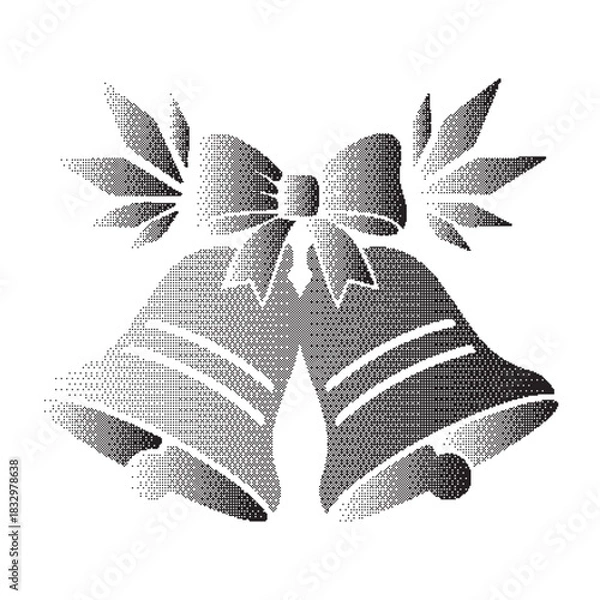 Fototapeta Elegant Christmas bells with bow for Silhouette  Vector  bells Dot Pattern Illustration