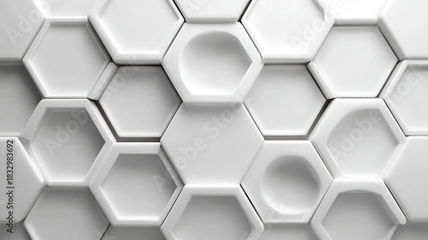 Fototapeta Hexagon tiles pattern with repeating honeycomb layout in clean monochrome style used in modern interior architecture