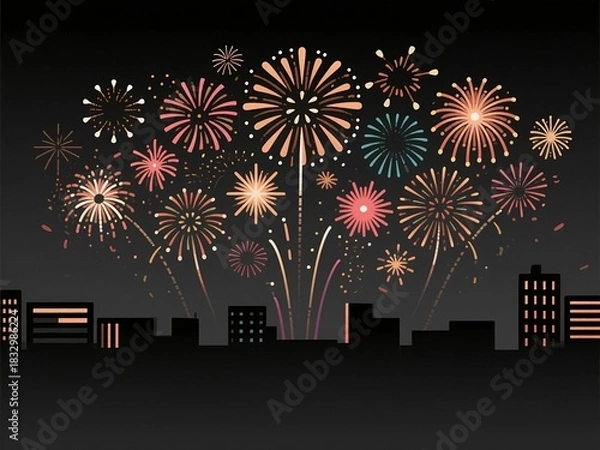 Obraz Vector fireworks over the city