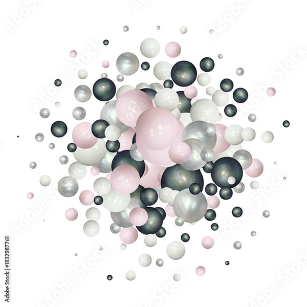 Fototapeta Abstract color balls geometric gradient color background. For graphic design. 3d render illustration. eps 10