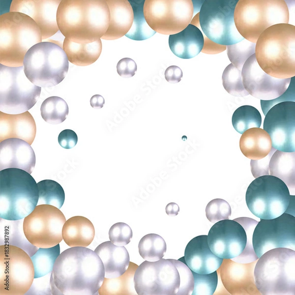 Fototapeta 3d render, pastel candy balls, abstract background, pearls, beads assortment. eps 10