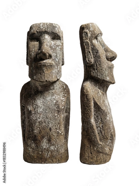 Fototapeta Easter Island Moai Statue front and side view