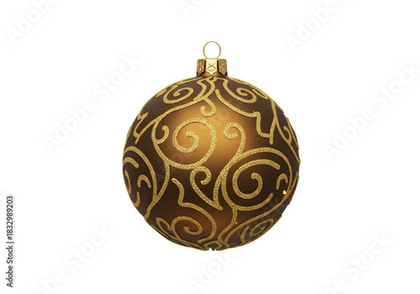 Obraz Golden christmas ball ornament isolated on transparent background