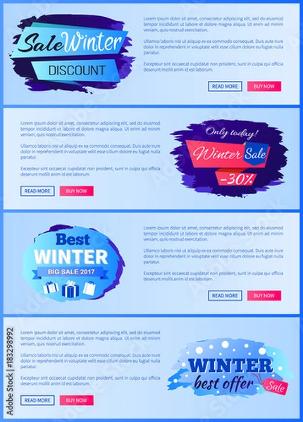Fototapeta Sale Winter Discount Set on Vector Illustration