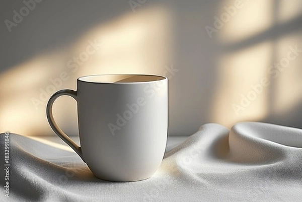 Obraz A clean studio shot of a matte white ceramic mug