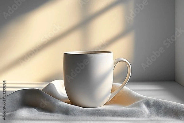 Obraz A clean studio shot of a matte white ceramic mug
