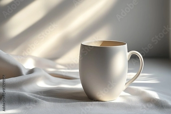 Obraz A clean studio shot of a matte white ceramic mug